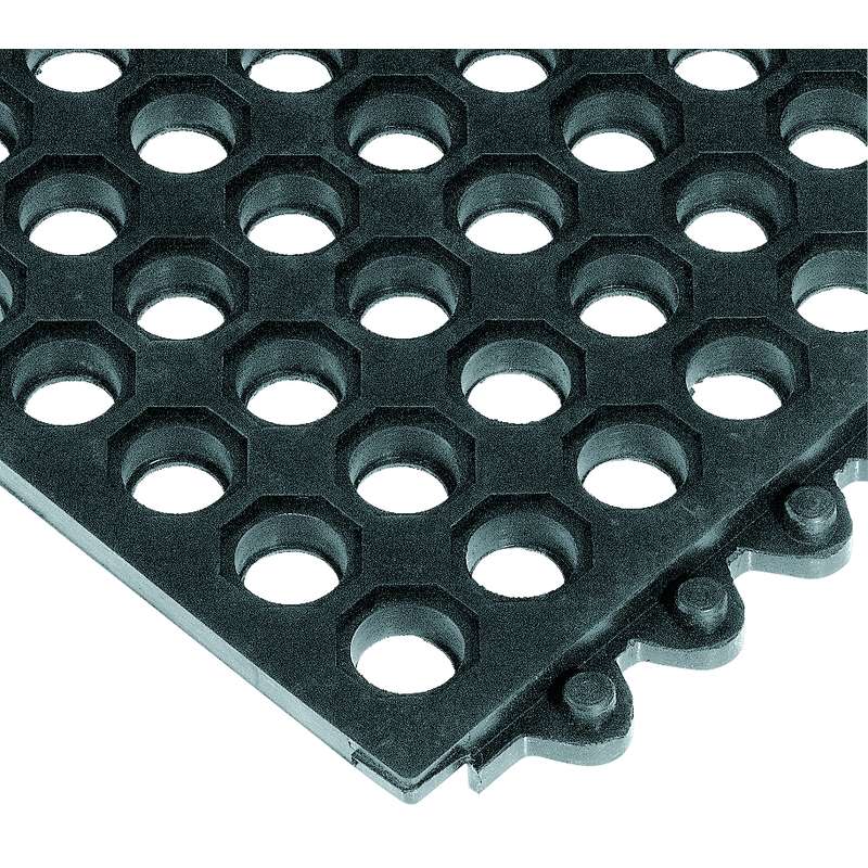 Non-ESD-Safe 24/Seven® Open Grid Interlocking 3 x 3' Nitrile Petroleum Fluid Resistant Black Tile, 5/8" Thick